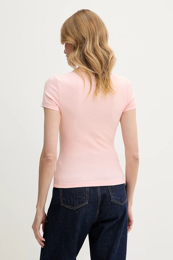 Tommy Jeans t-shirt damski bawełniany z elastanem DW0DW17881 różowy SS26