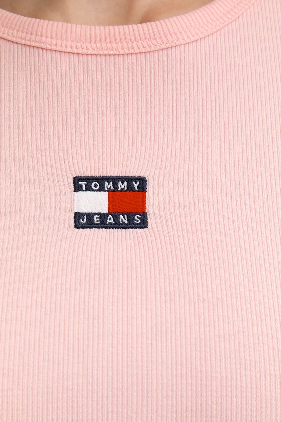 Tommy Jeans t-shirt damski bawełniany z elastanem różowy DW0DW17881