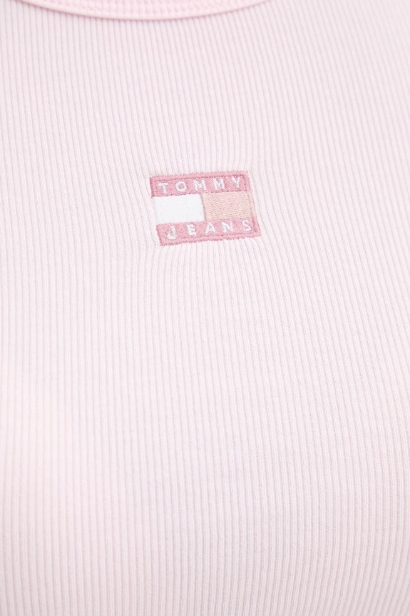Tommy Jeans t-shirt damski bawełniany z elastanem DW0DW17881 różowy