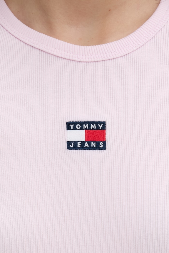 Tommy Jeans tričko dámske bavlnené s elastanom DW0DW17881 ružová