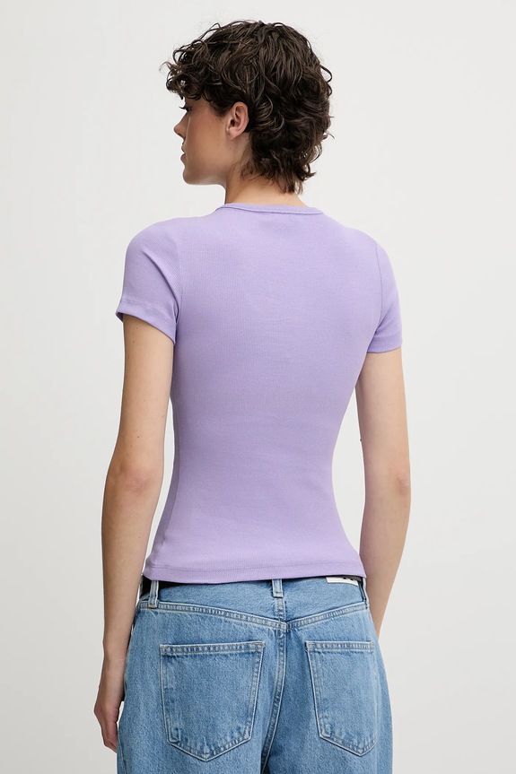 Tommy Jeans t-shirt damski bawełniany z elastanem DW0DW17881 fioletowy SS26