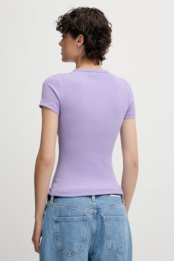 Tommy Jeans t-shirt damski bawełniany z elastanem DW0DW17881 fioletowy SS26