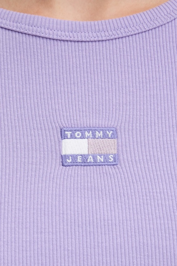 Tommy Jeans t-shirt damski bawełniany z elastanem fioletowy DW0DW17881
