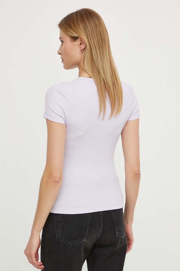 Odzież Tommy Jeans t-shirt damski bawełniany z elastanem DW0DW17881 fioletowy