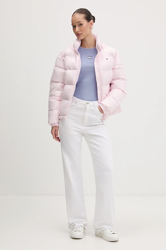 Tommy Jeans t-shirt damski bawełniany z elastanem DW0DW17881 niebieski SS26