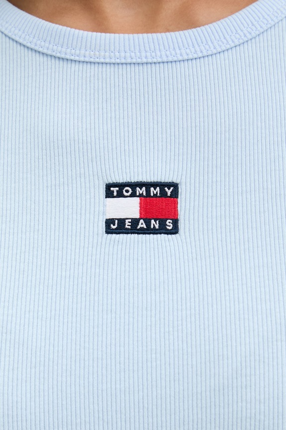 Tommy Jeans t-shirt γυναικείο βαμβακερό με ελαστάν DW0DW17881 μπλε