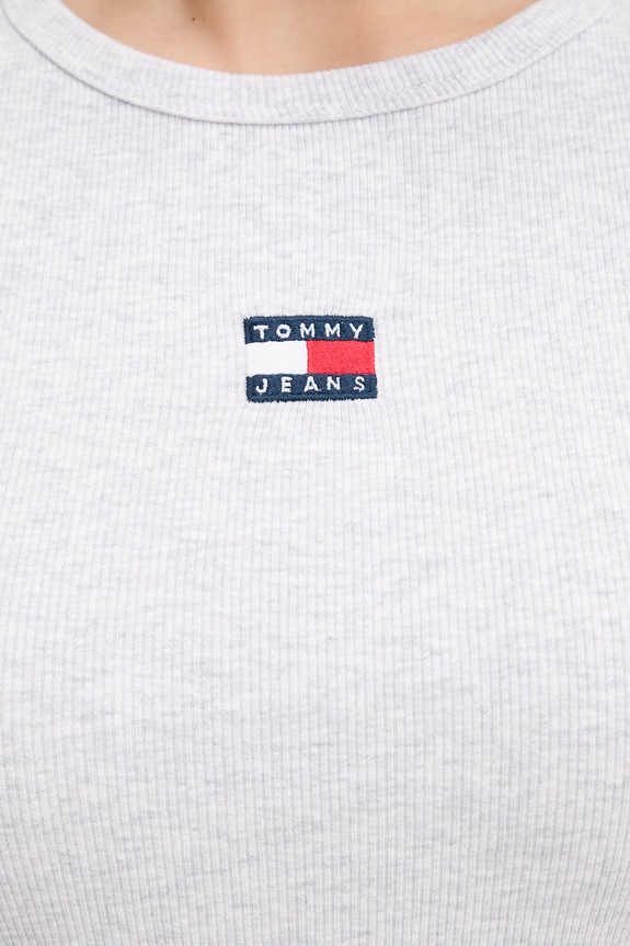 Tommy Jeans tričko dámske bavlnené s elastanom DW0DW17881 sivá