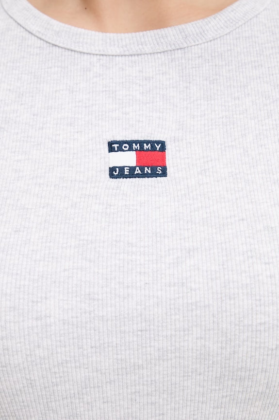 Tommy Jeans tricou damă din bumbac cu elastan DW0DW17881 gri