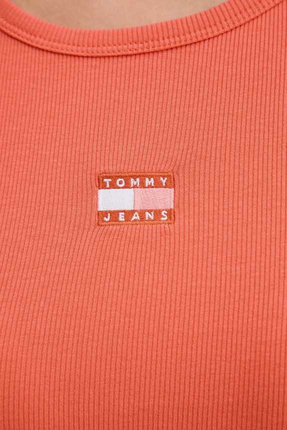 Tommy Jeans póló női pamut elasztánnal DW0DW17881 narancssárga