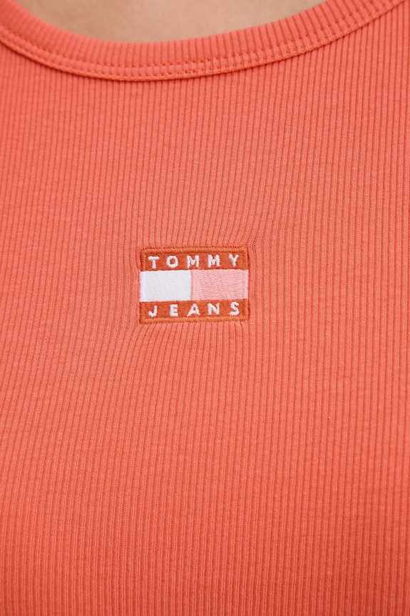Tommy Jeans póló női pamut elasztánnal DW0DW17881 narancssárga