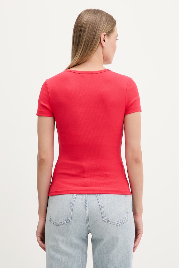 Odzież Tommy Jeans t-shirt damski bawełniany z elastanem DW0DW17881 czerwony