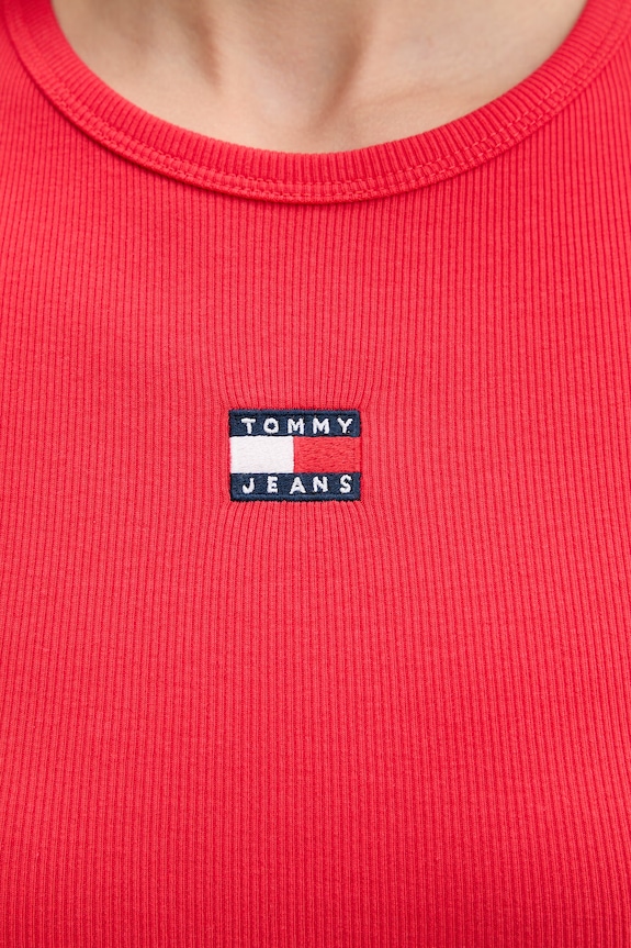 Tommy Jeans t-shirt damski bawełniany z elastanem DW0DW17881 czerwony