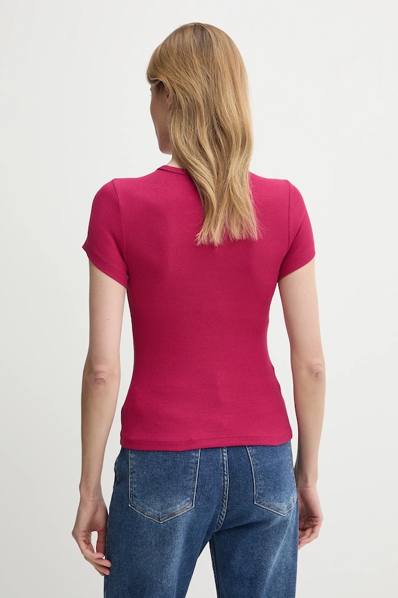 Tommy Jeans tričko dámske bavlnené s elastanom DW0DW17881 ružová SS26