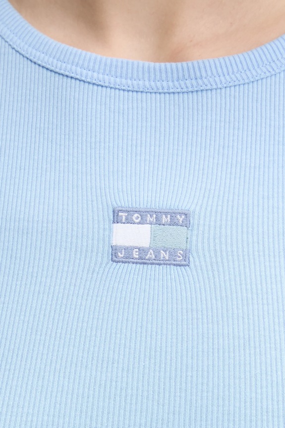 Tommy Jeans T-shirt γυναικείο βαμβακερό με ελαστάν DW0DW17881 μπλε