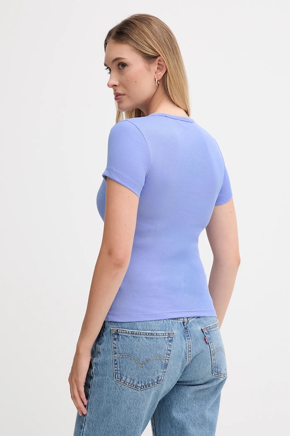 Tommy Jeans t-shirt damski bawełniany z elastanem DW0DW17881 fioletowy SS26