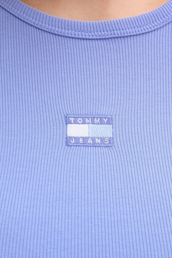 Odzież Tommy Jeans t-shirt damski bawełniany z elastanem DW0DW17881 fioletowy