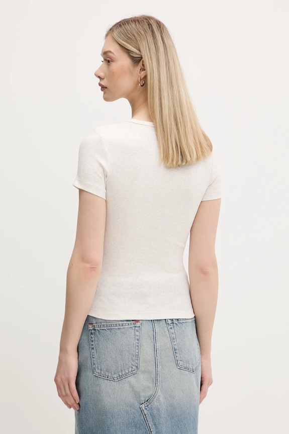 Odzież Tommy Jeans t-shirt damski bawełniany z elastanem DW0DW17881 beżowy