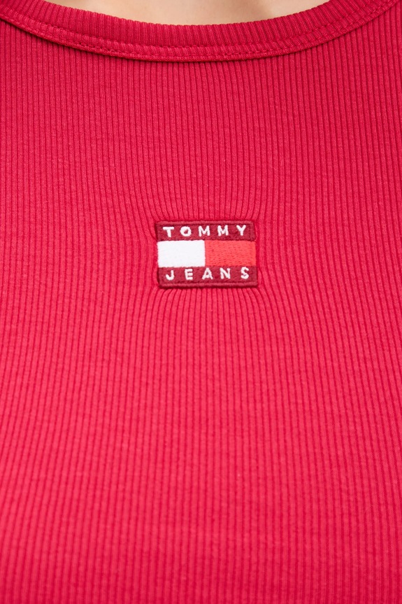 Tommy Jeans t-shirt damski bawełniany z elastanem DW0DW17881 bordowy