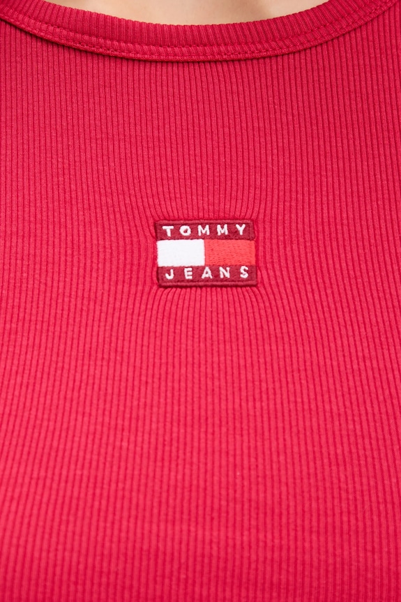 Tommy Jeans t-shirt damski bawełniany z elastanem DW0DW17881 bordowy