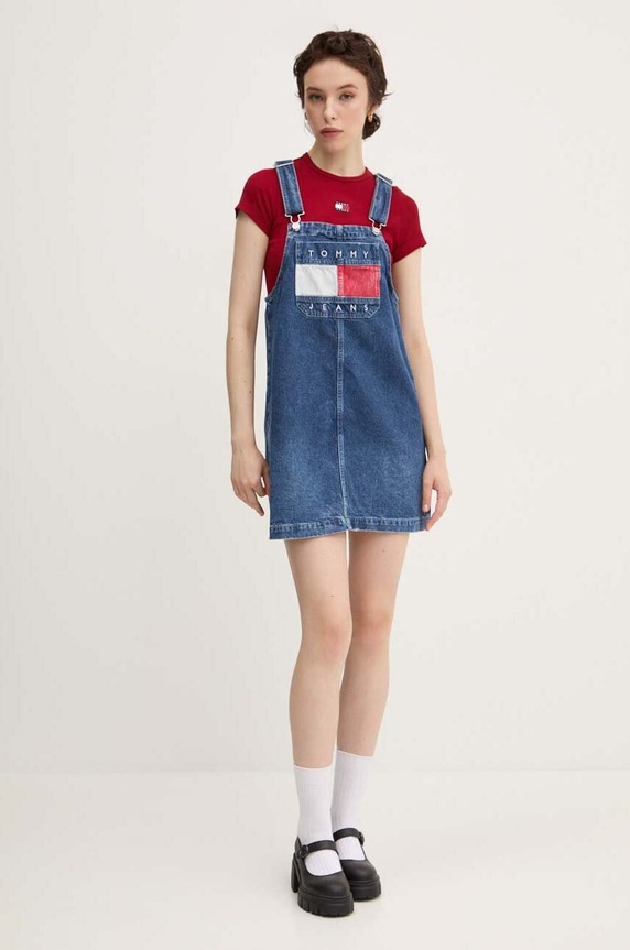 Tommy Jeans t-shirt damski bawełniany z elastanem DW0DW17881 bordowy SS26