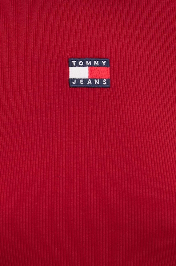 Tommy Jeans t-shirt damski bawełniany z elastanem DW0DW17881 bordowy