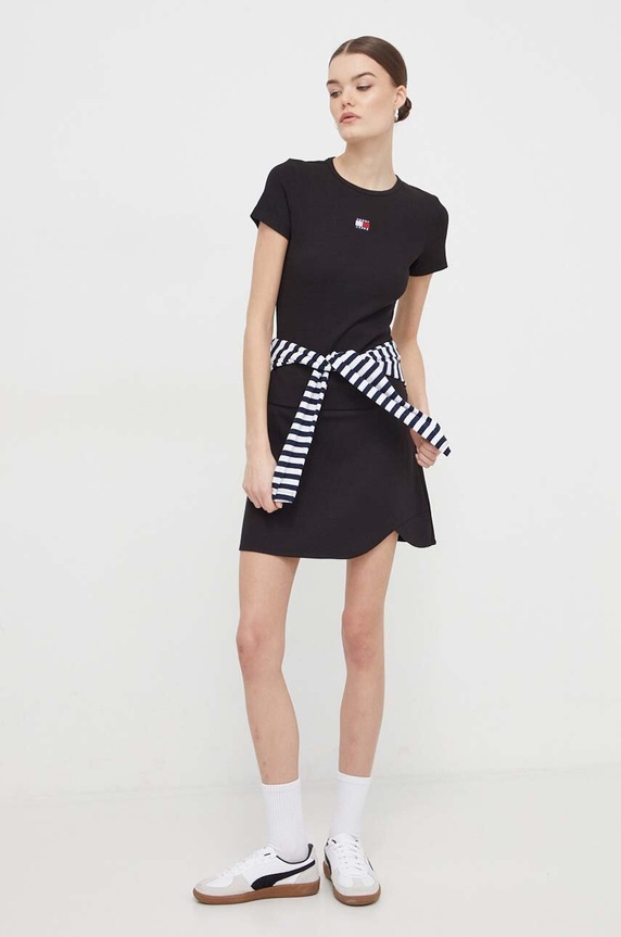 Tommy Jeans tričko dámské bavlněné s elastanem DW0DW17881 černá SS26