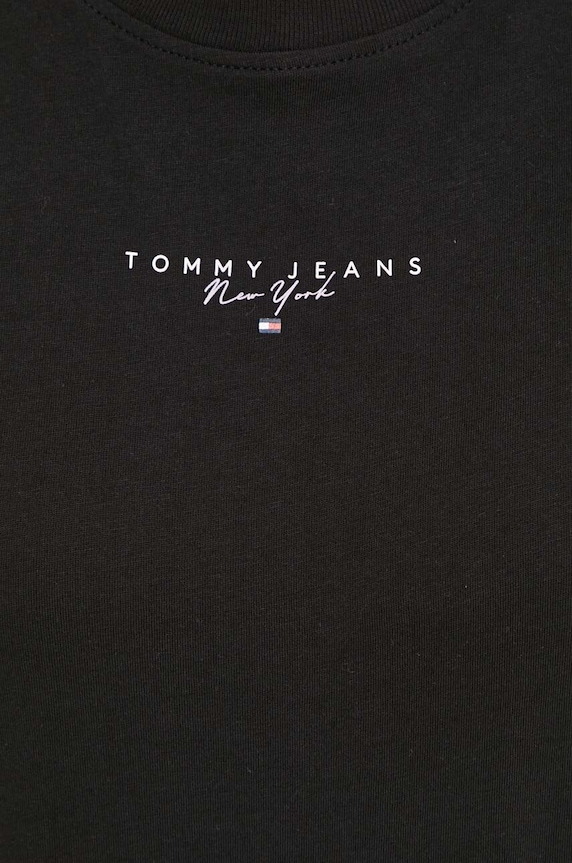 Βαμβακερό μπλουζάκι Tommy Jeans μαύρο DW0DW17828
