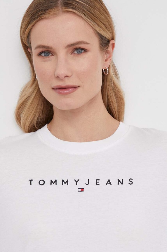 Βαμβακερό μπλουζάκι Tommy Jeans DW0DW17836 λευκό SS24