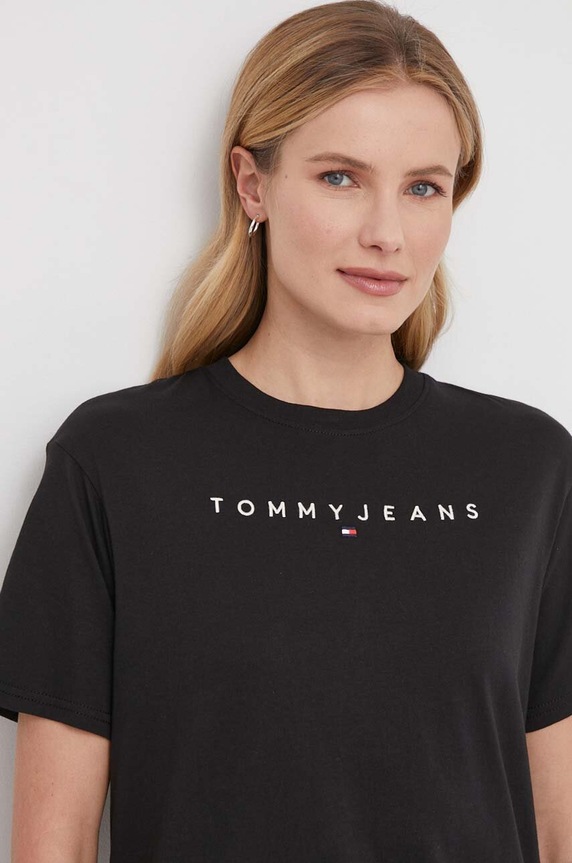 Βαμβακερό μπλουζάκι Tommy Jeans DW0DW17836 μαύρο SS24