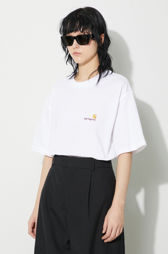 Odzież Carhartt WIP t-shirt bawełniany S/S American Script T-Shirt I032218.02XX biały
