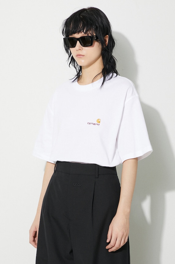 Odzież Carhartt WIP t-shirt bawełniany S/S American Script T-Shirt I032218.02XX biały