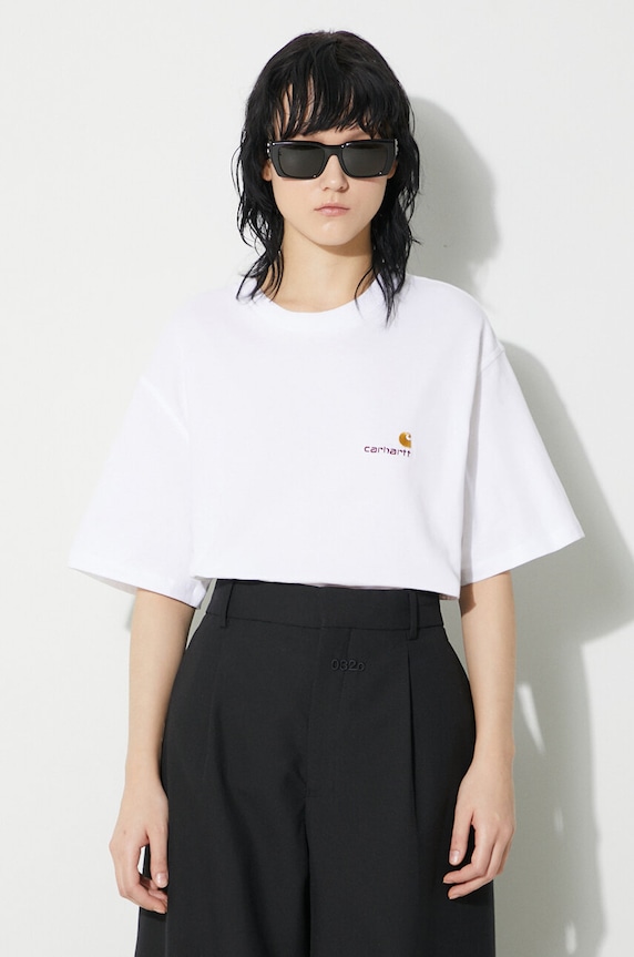 Carhartt WIP t-shirt bawełniany S/S American Script T-Shirt biały I032218.02XX