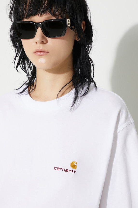 Carhartt WIP t-shirt bawełniany S/S American Script T-Shirt I032218.02XX biały