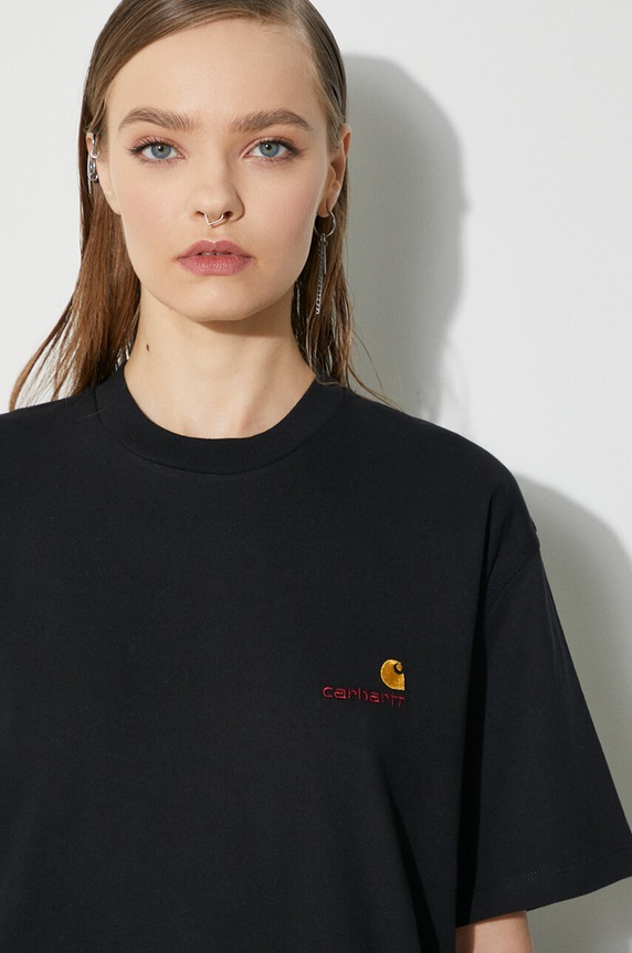 Carhartt WIP cotton t-shirt S/S American Script T-Shirt I032218.89XX black