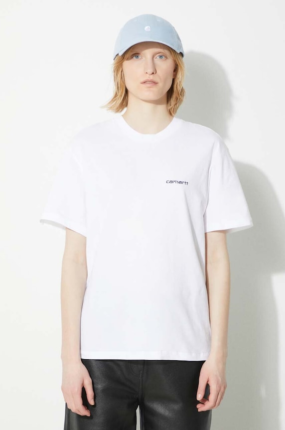 Carhartt WIP t-shirt in cotone S/S Script Embroidery T-S rilassato bianco I032293.00AXX