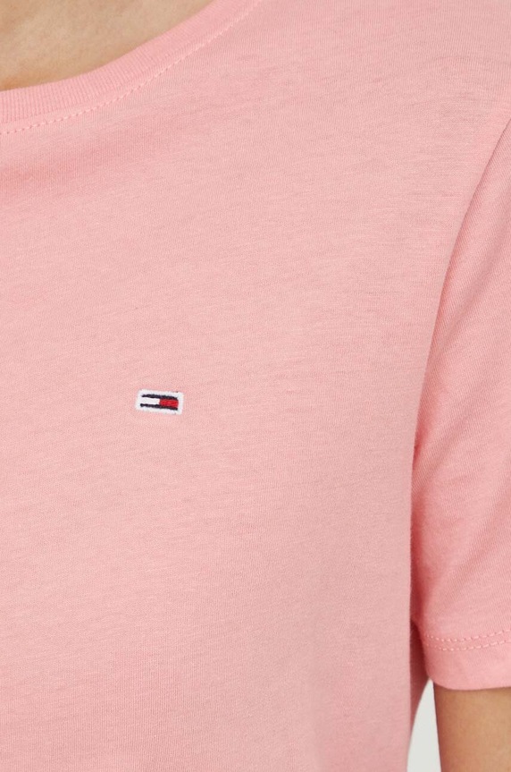 Bavlněné tričko Tommy Jeans růžová DW0DW14616