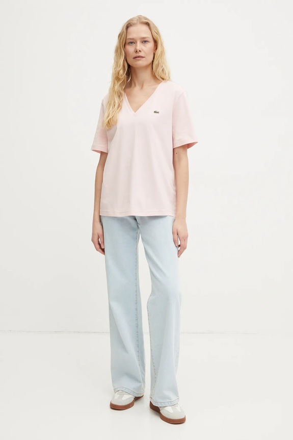 Lacoste t-shirt bawełniany TF7300 różowy SS26