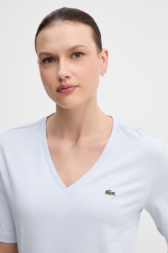 Lacoste T-shirt basic damski bawełniany niebieski TF7300