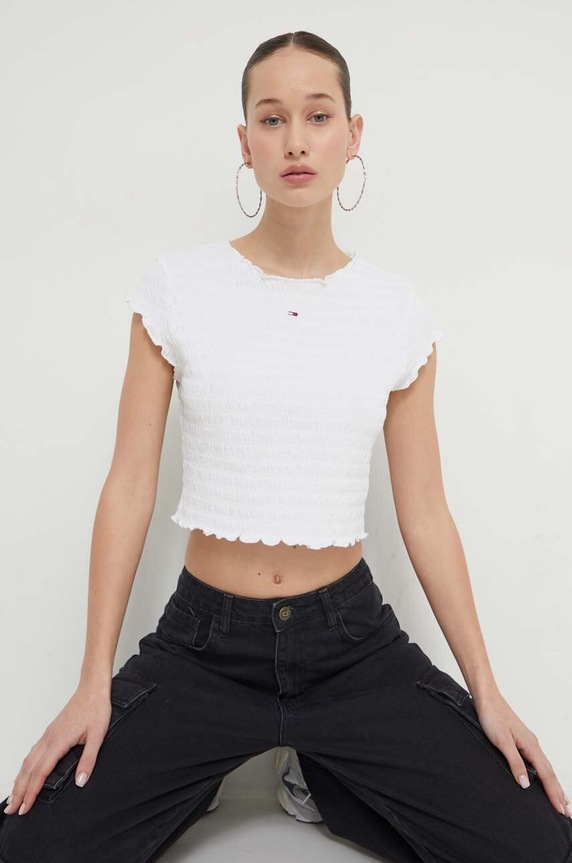 Tričko Tommy Jeans slim bílá DW0DW17888