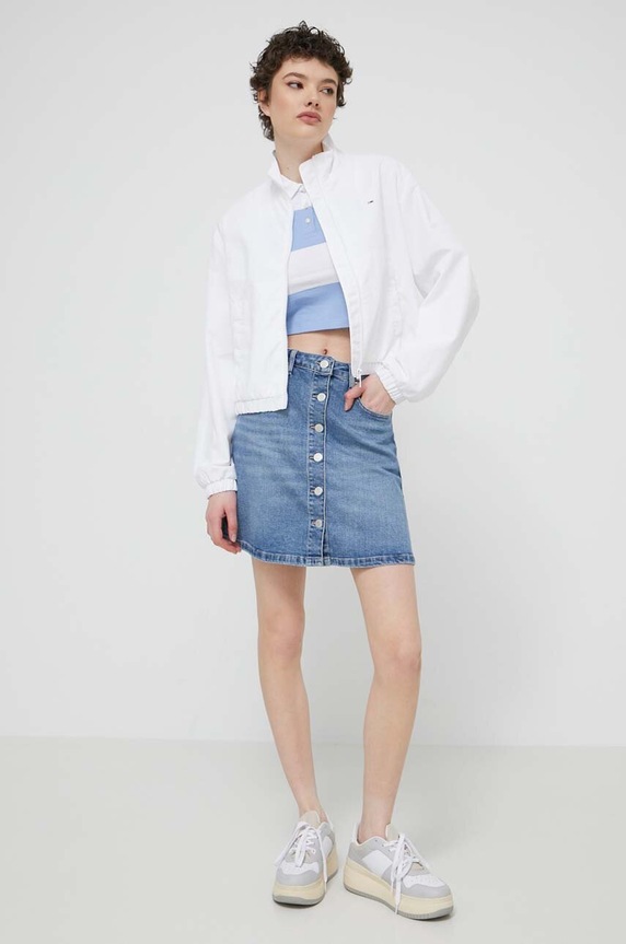 Tommy Jeans top bawełniany DW0DW17764 niebieski SS24