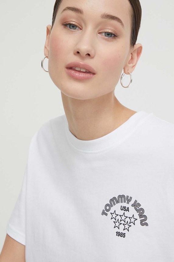 Βαμβακερό μπλουζάκι Tommy Jeans DW0DW17831 λευκό