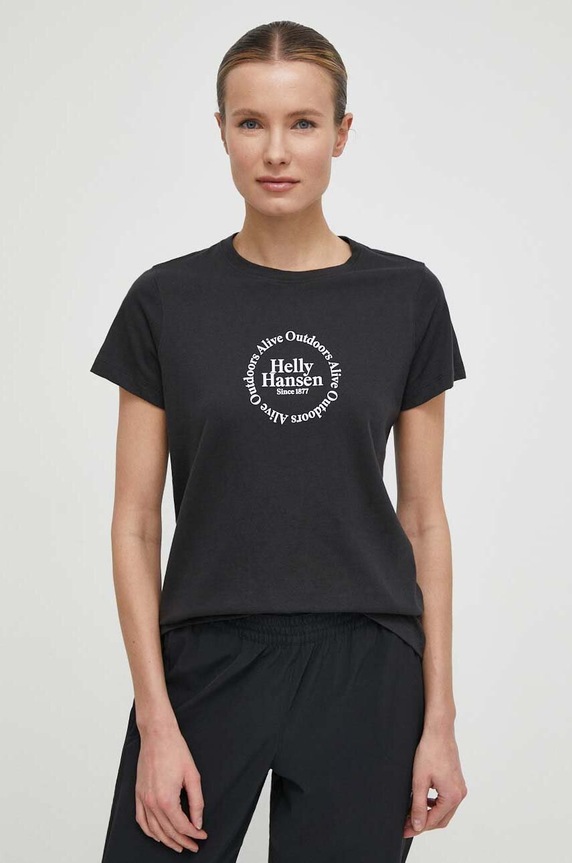 Helly Hansen t-shirt bawełniany czarny 54080