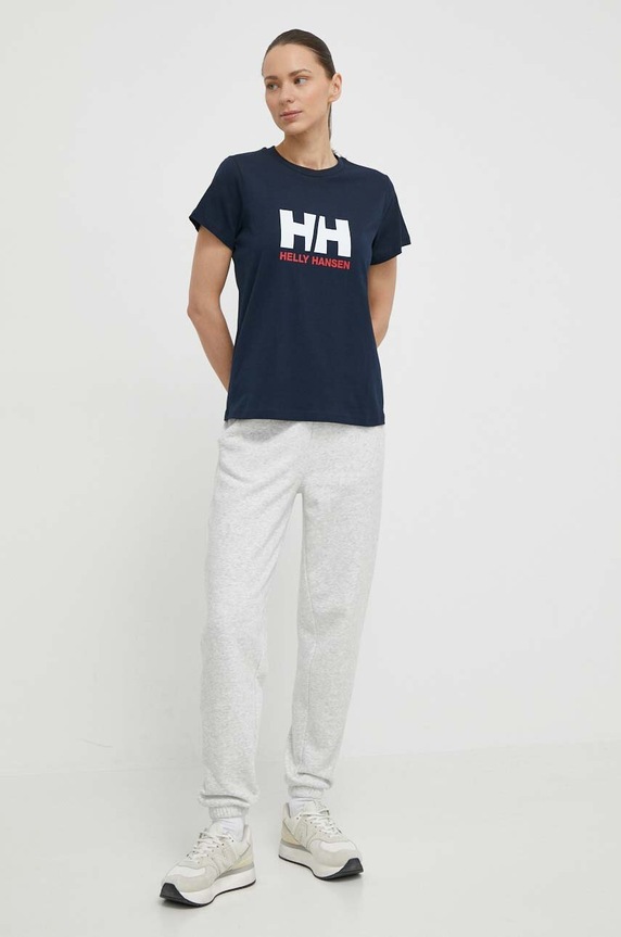 Bavlněné tričko Helly Hansen 34465 námořnická modř AW24
