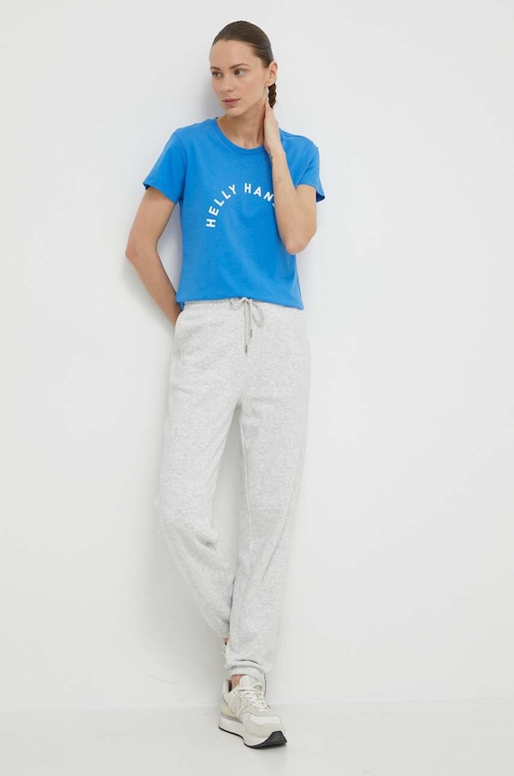 Bavlnené tričko Helly Hansen 63341 modrá SS24
