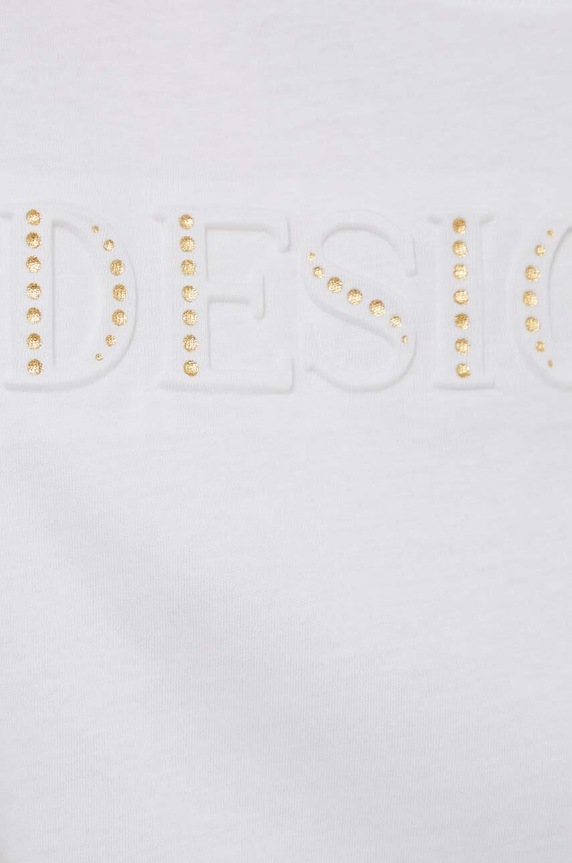 Desigual tricou din bumbac 24SWTK58 alb