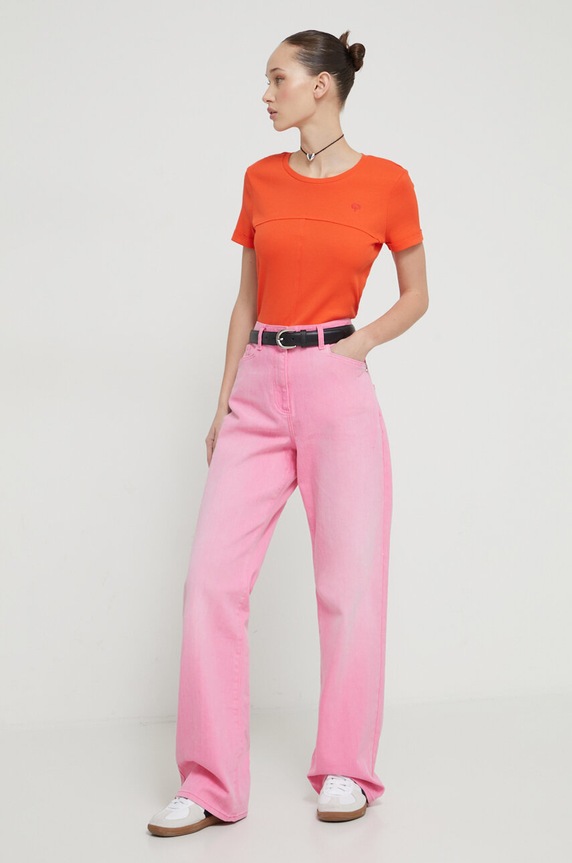 Kratka majica Desigual 24SWTK67 oranžna SS24