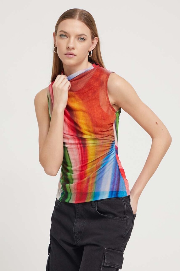 Top Desigual Z elastanom pisana 24SWTKAD