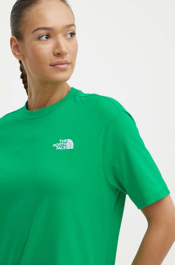 Bombažna kratka majica The North Face W S/S Essential Oversize Tee zelena NF0A87NQPO81