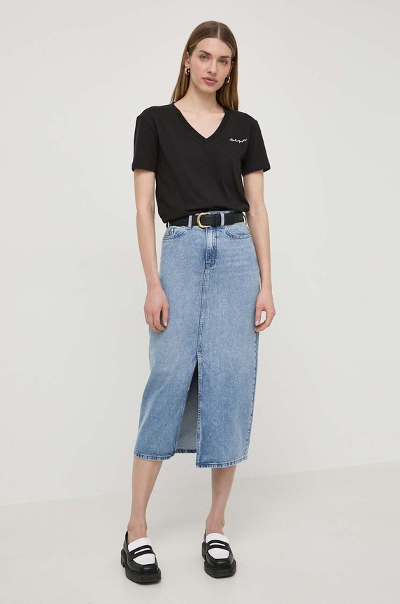 Pamučna majica Karl Lagerfeld 24UW1736 crna SS24