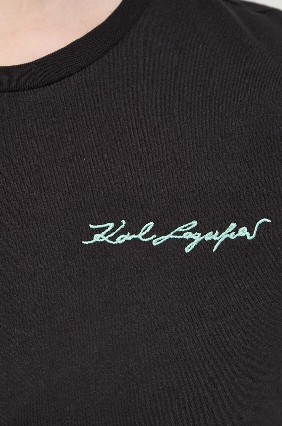 Βαμβακερό μπλουζάκι Karl Lagerfeld 24UW1735 μαύρο